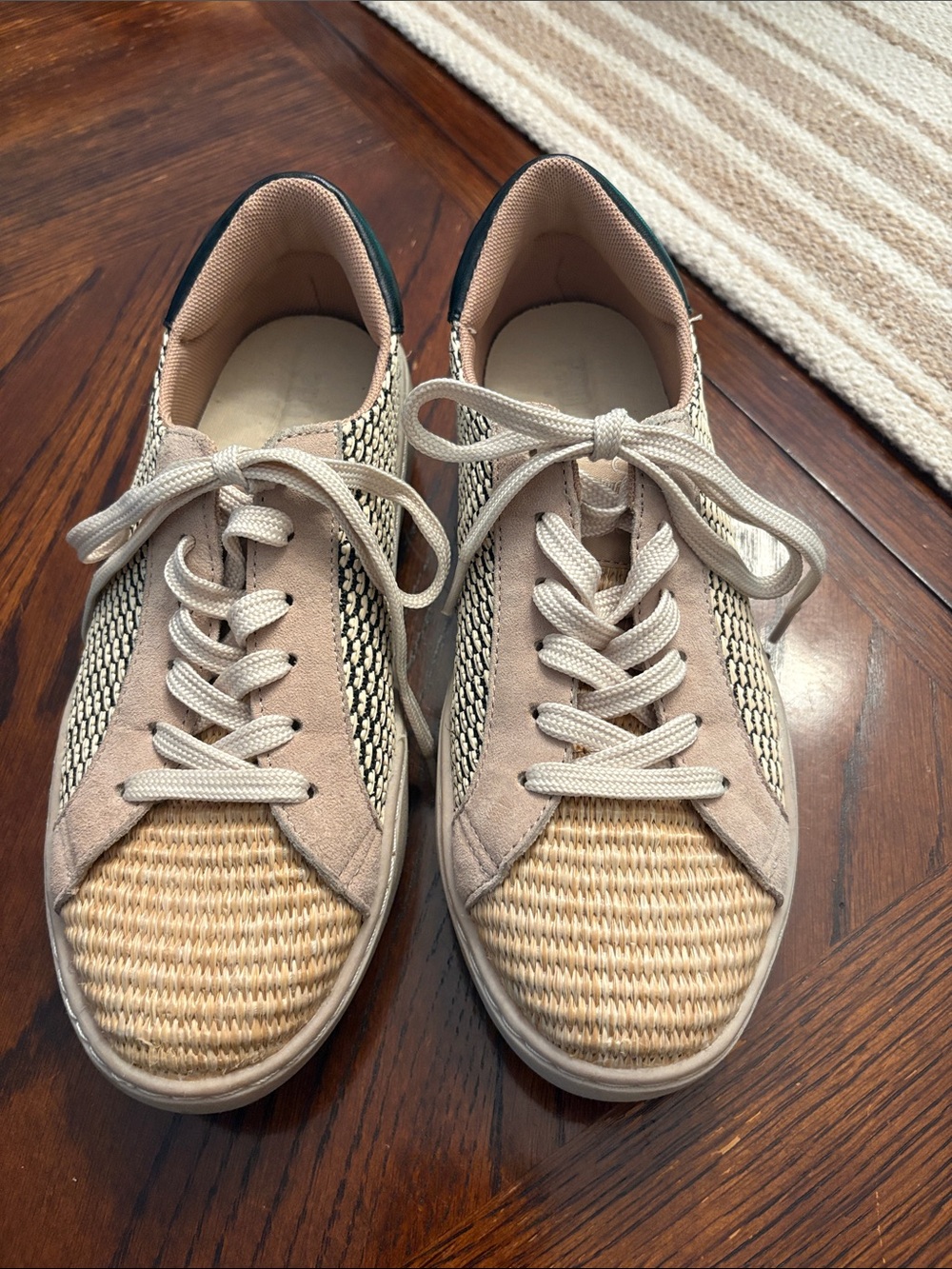 Project Cloud Woven Straw-Detail Low Top Sneakers in Beige size 7.5